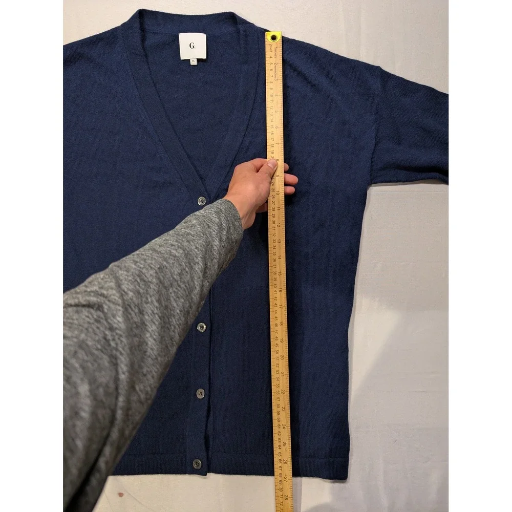 G. Label Goop Women XS Navy Blue 100% Cashmere V-Neck Cardigan Sweater Italy - Picture 7 of 12